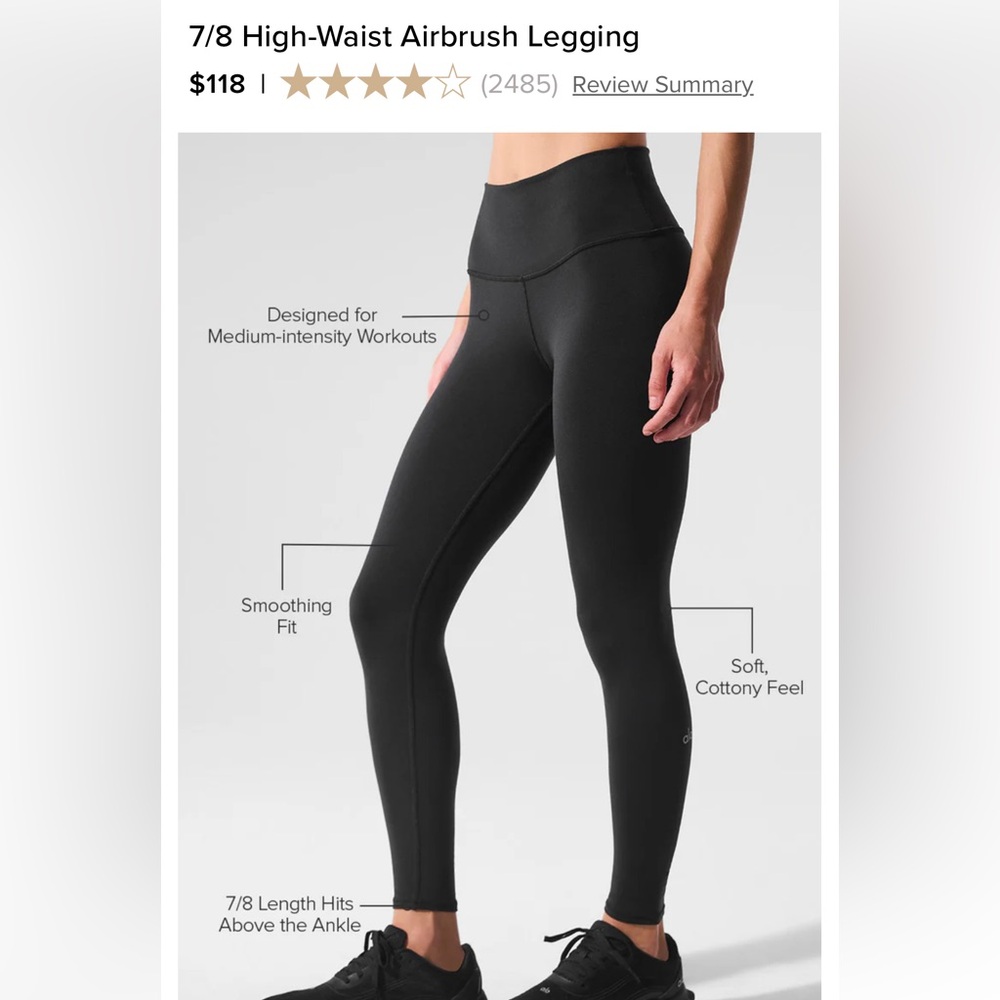ALO Yoga Black 7/8 High-Waist Airbrush Leggings